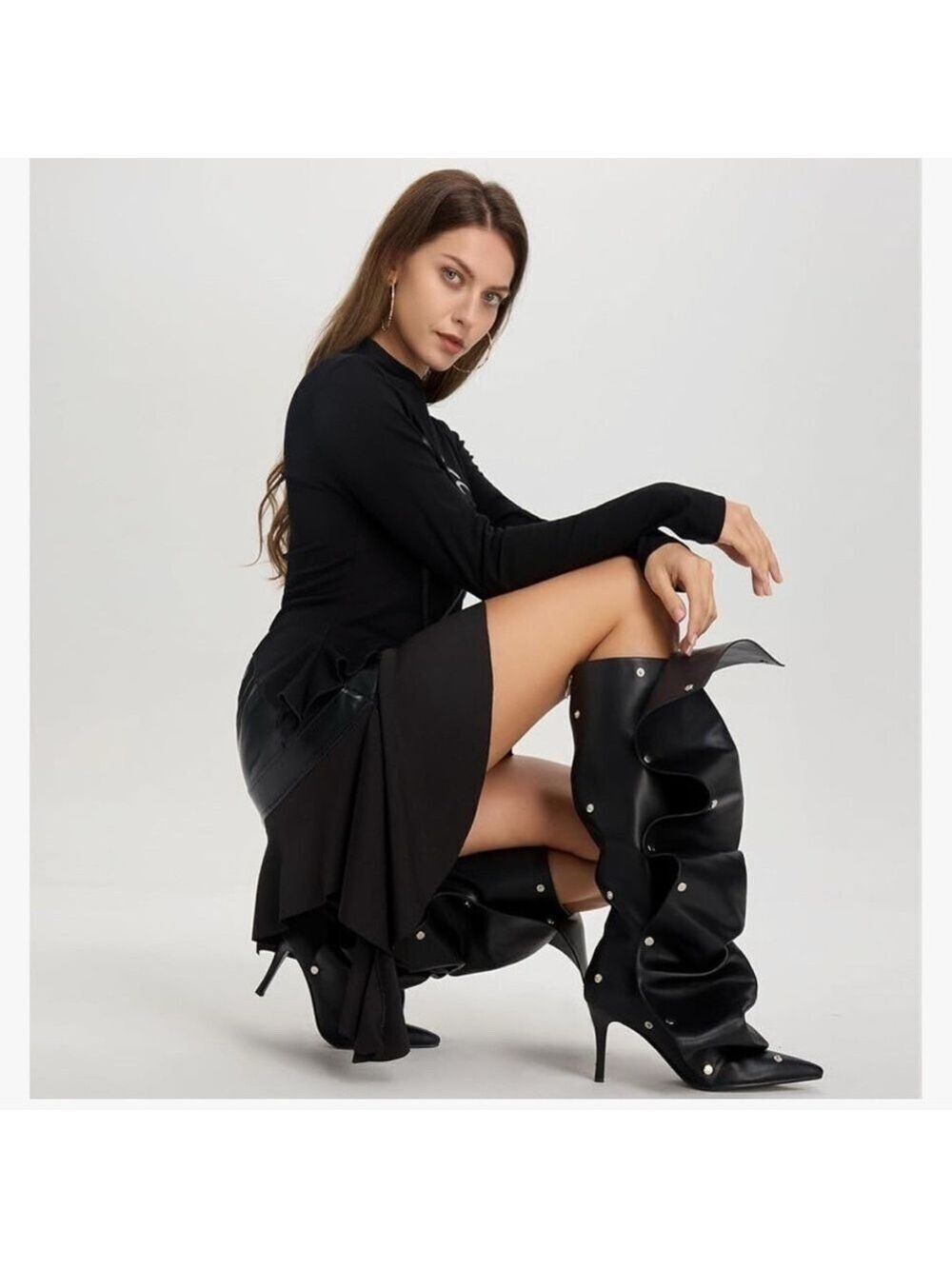 Women Studded Knee High Boots